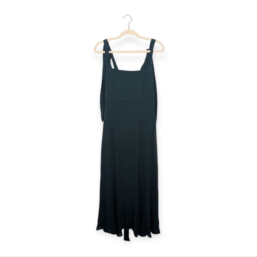 Show Me Your MuMu Claire Midi Dress M Emerald Chiffon Flowy Formal NWT